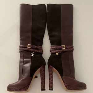 DSQUARED  leather and suede high heeled boots
